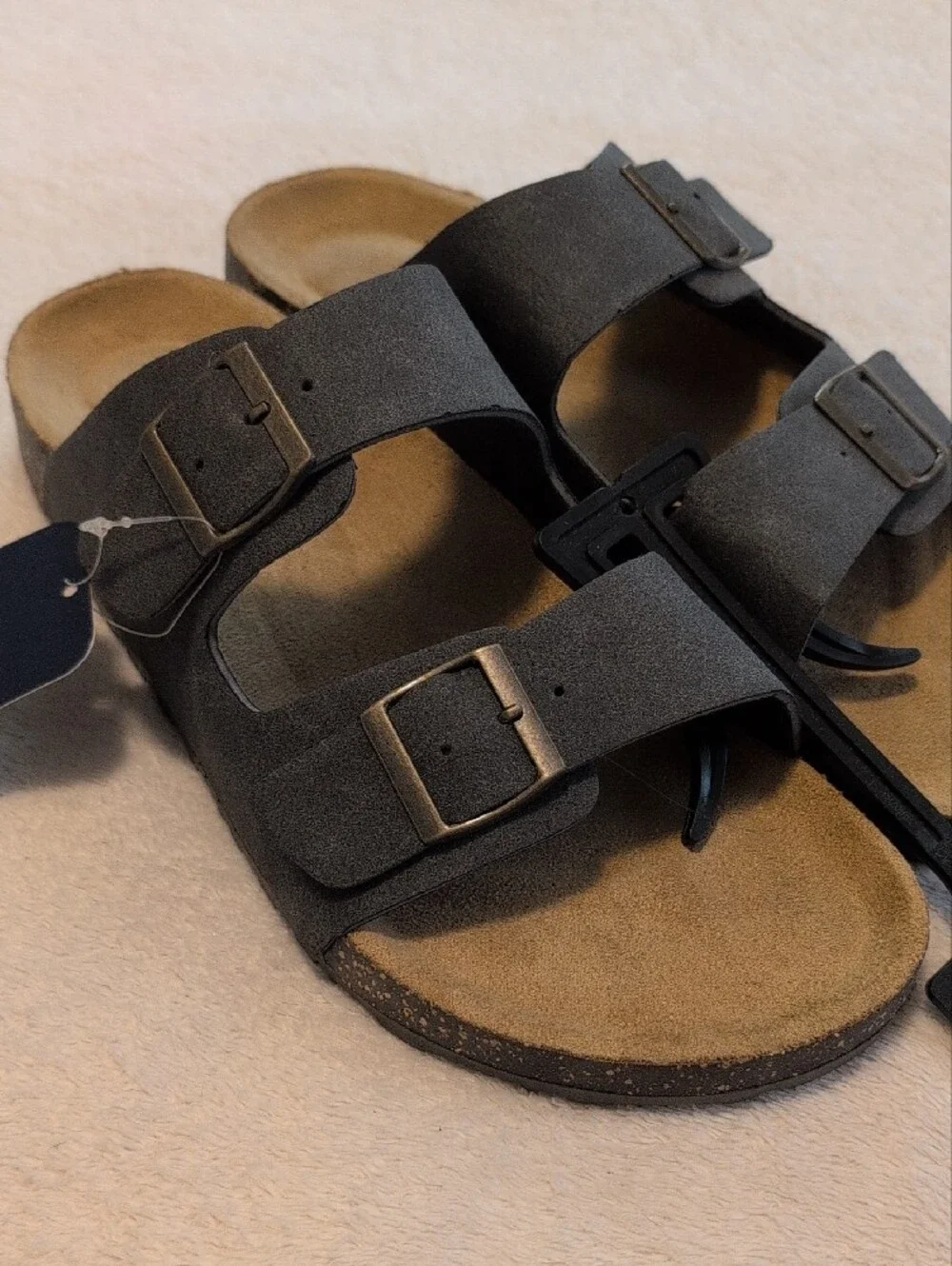 George Men's Black Double-Buckle Slides